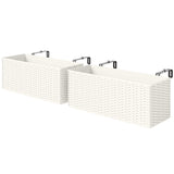 2 Pack 20" Railing Planter Boxes with Hooks and Drainage, White