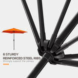 8.5ft Patio Umbrella with Crank Handle and Tilt, Orange