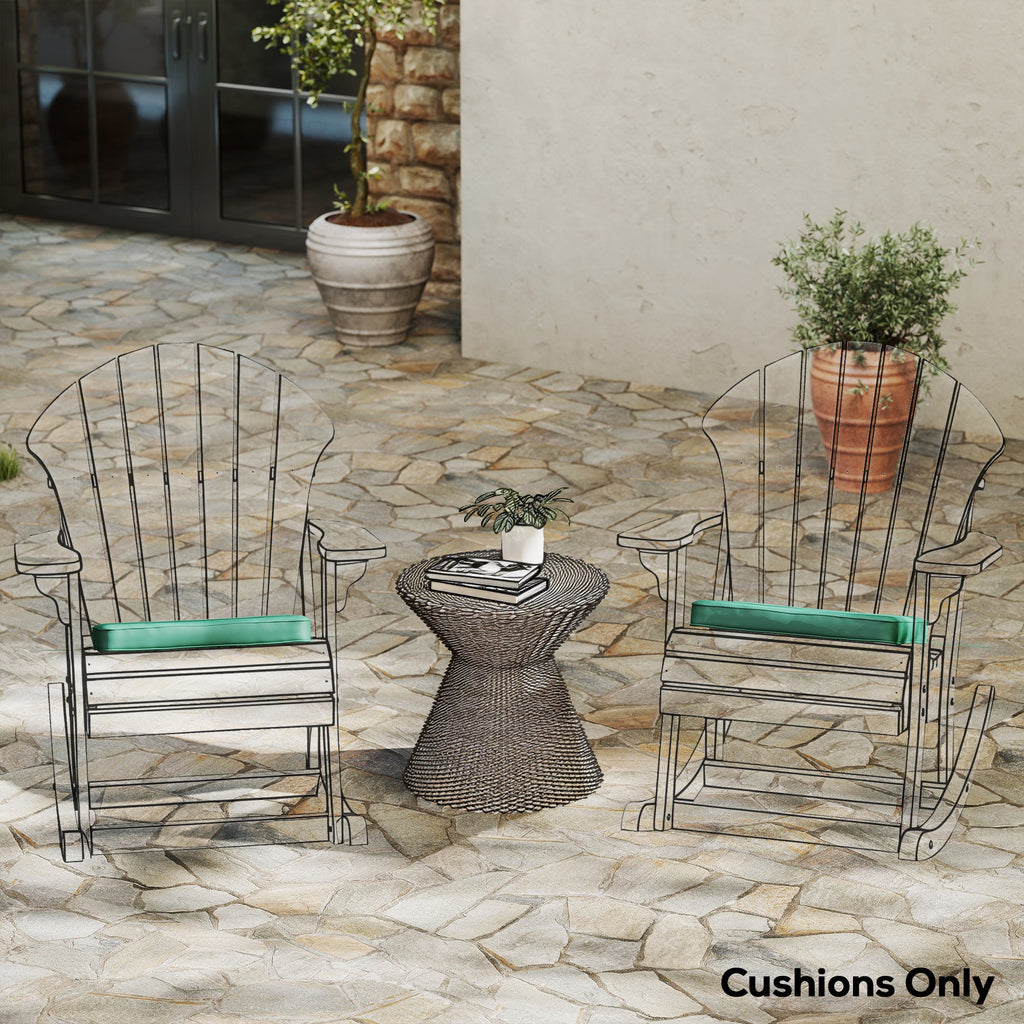 Set of 6 Chair Cushion Seat Pads with Straps, Green