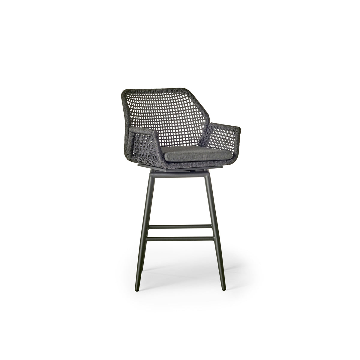 Montecito Swivel Bar Chair in Charcoal Aluminum
