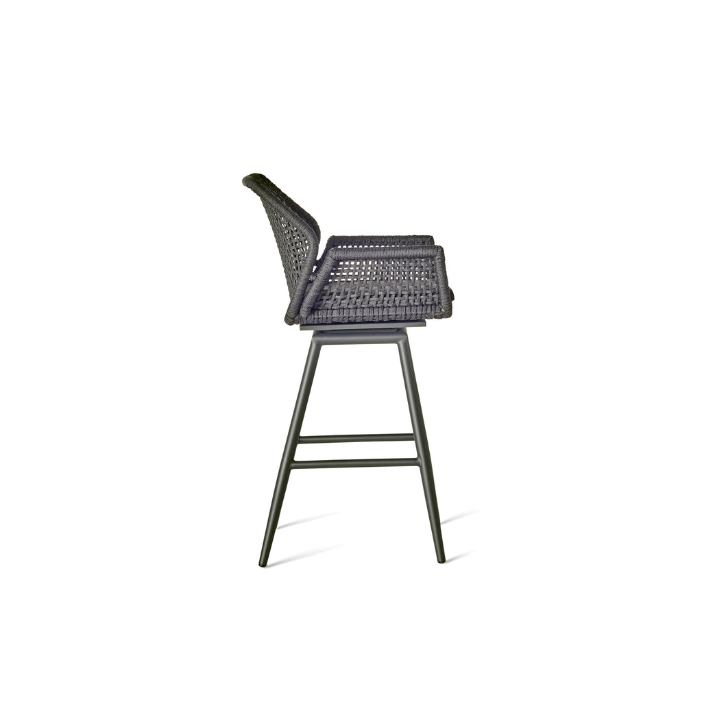 Montecito Swivel Bar Chair in Charcoal Aluminum