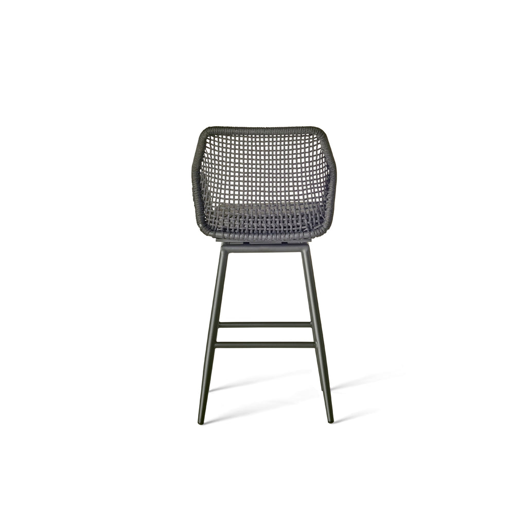 Montecito Swivel Bar Chair in Charcoal Aluminum