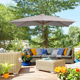 7' x 10' Wooden Patio Umbrella with Top Vent, Grey