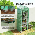 5 Tier Mini Greenhouse with Shelf Clips, 27.25" x 19.25" x 76", Green