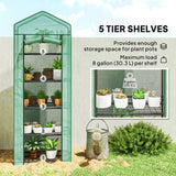 5 Tier Mini Greenhouse with Shelf Clips, 27.25" x 19.25" x 76", Green
