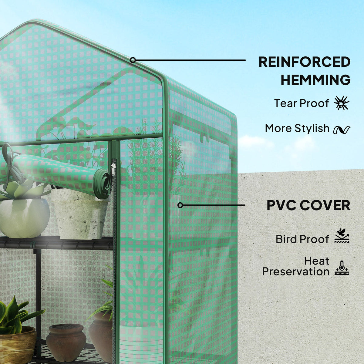 5 Tier Mini Greenhouse with Shelf Clips, 27.25" x 19.25" x 76", Green