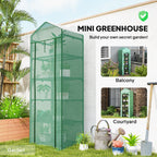 5 Tier Mini Greenhouse with Shelf Clips, 27.25" x 19.25" x 76", Green