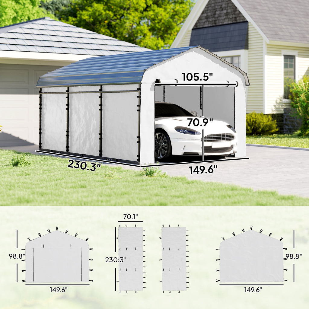 Carport Sidewall Panels Set of 4 for 12' x 20' Carports, White