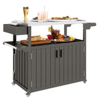 Outdoor Bar Cart with Storage Cabinet, Dark Gray