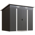 7 x 4 ft Lean-to Metal Outdoor Storage Shed with Foundation Kit, Black