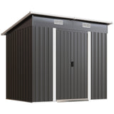 7 x 4 ft Lean-to Metal Outdoor Storage Shed with Foundation Kit, Black