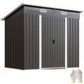 7' x 4' Outdoor Storage Shed with Lockable Double Doors, Black