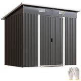 7' x 4' Outdoor Storage Shed with Lockable Double Doors, Black