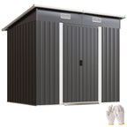 7 x 4 ft Lean-to Metal Outdoor Storage Shed with Foundation Kit, Black