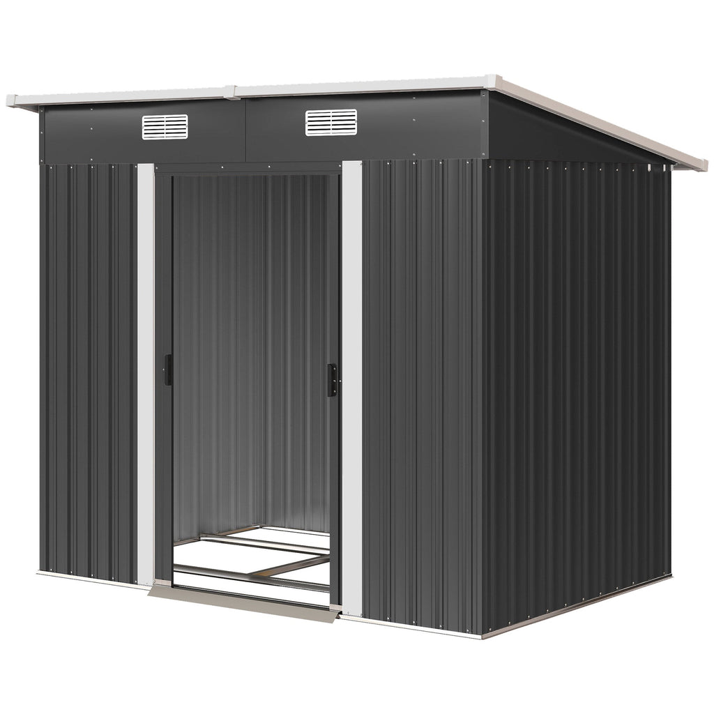 7' x 4' Outdoor Storage Shed with Lockable Double Doors, Black