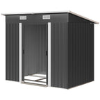 7' x 4' Outdoor Storage Shed with Lockable Double Doors, Black