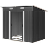 7 x 4 ft Lean-to Metal Outdoor Storage Shed with Foundation Kit, Black