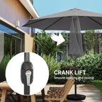 2.7 m Garden Parasol with Cross Base, Sandbag and Tilt, Light Grey