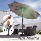 2.7 m Garden Parasol with Cross Base, Sandbag and Tilt, Light Grey