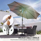 2.7 m Garden Parasol with Cross Base, Sandbag and Tilt, Light Grey
