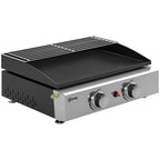 2 Burner Gas Plancha Grill with Warming Rack, 5 kW, Black