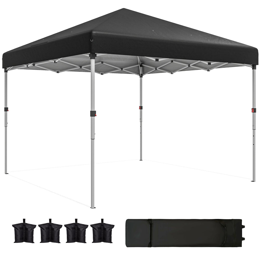 10' x 10' Pop Up Canopy Tent with Sidewalls and Roller Bag, Black