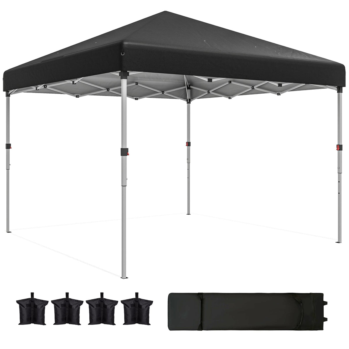 10' x 10' Pop Up Canopy Tent with Sidewalls and Roller Bag, Black
