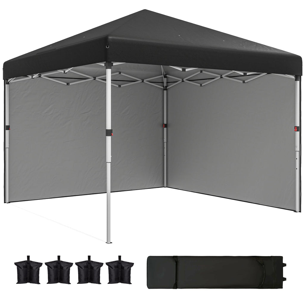 10' x 10' Pop Up Canopy Tent with Sidewalls and Roller Bag, Black