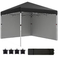 10' x 10' Pop Up Canopy Tent with Sidewalls and Roller Bag, Black