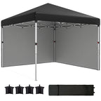 10' x 10' Pop Up Canopy Tent with Sidewalls and Roller Bag, Black