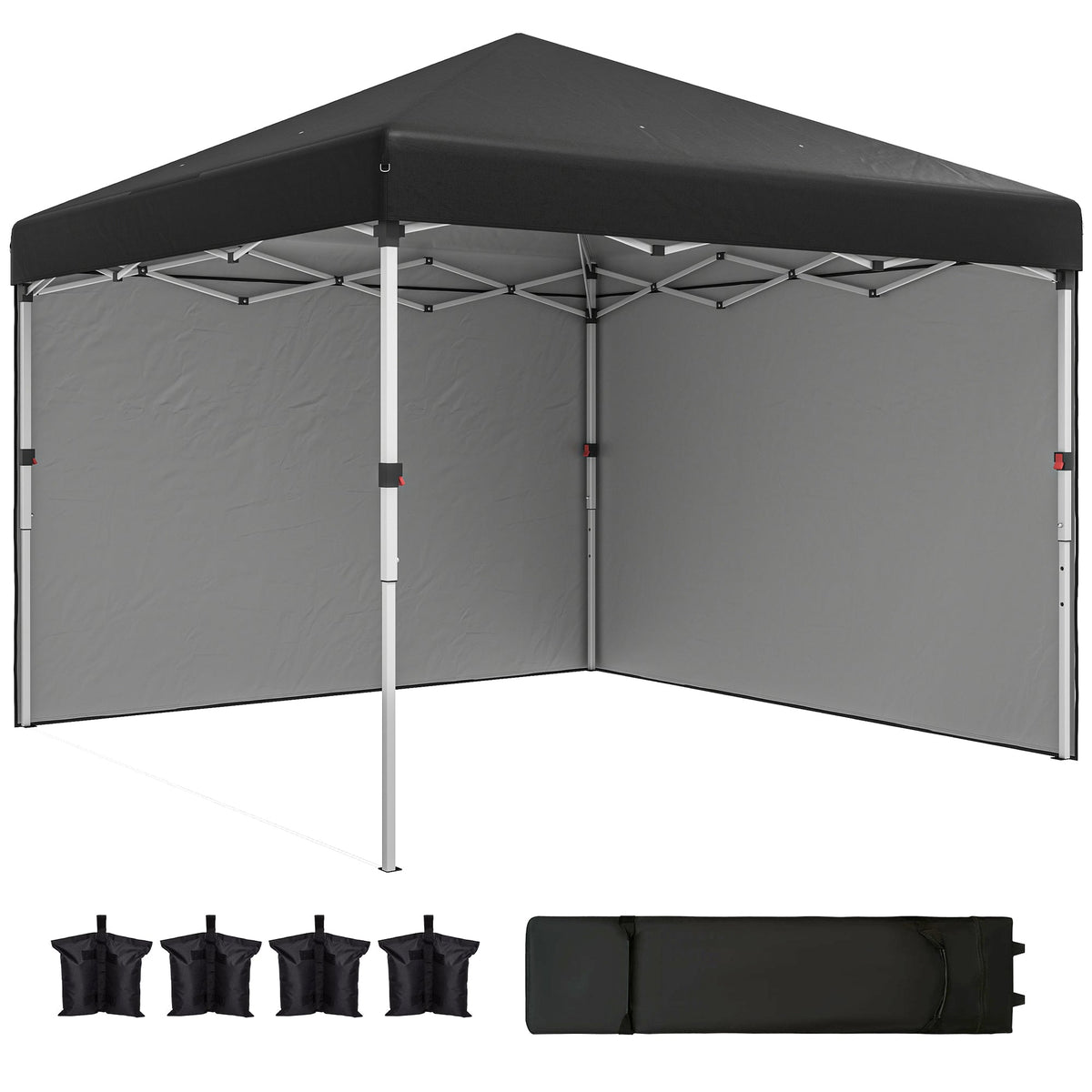 10' x 10' Pop Up Canopy Tent with Sidewalls and Roller Bag, Black