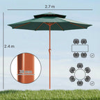 104'' x 104'' Patio Umbrella with Crank and Double Top, Green