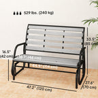 2-Person Outdoor Glider Bench with Faux Wood Slatted Seat and Steel Frame, Grey