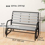 2-Person Outdoor Glider Bench with Faux Wood Slatted Seat and Steel Frame, Grey