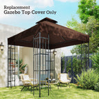 10' x 10' 2-Tier Gazebo Replacement Canopy Top Cover, Coffee