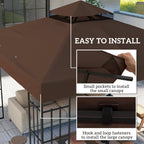 10' x 10' 2-Tier Gazebo Replacement Canopy Top Cover, Coffee