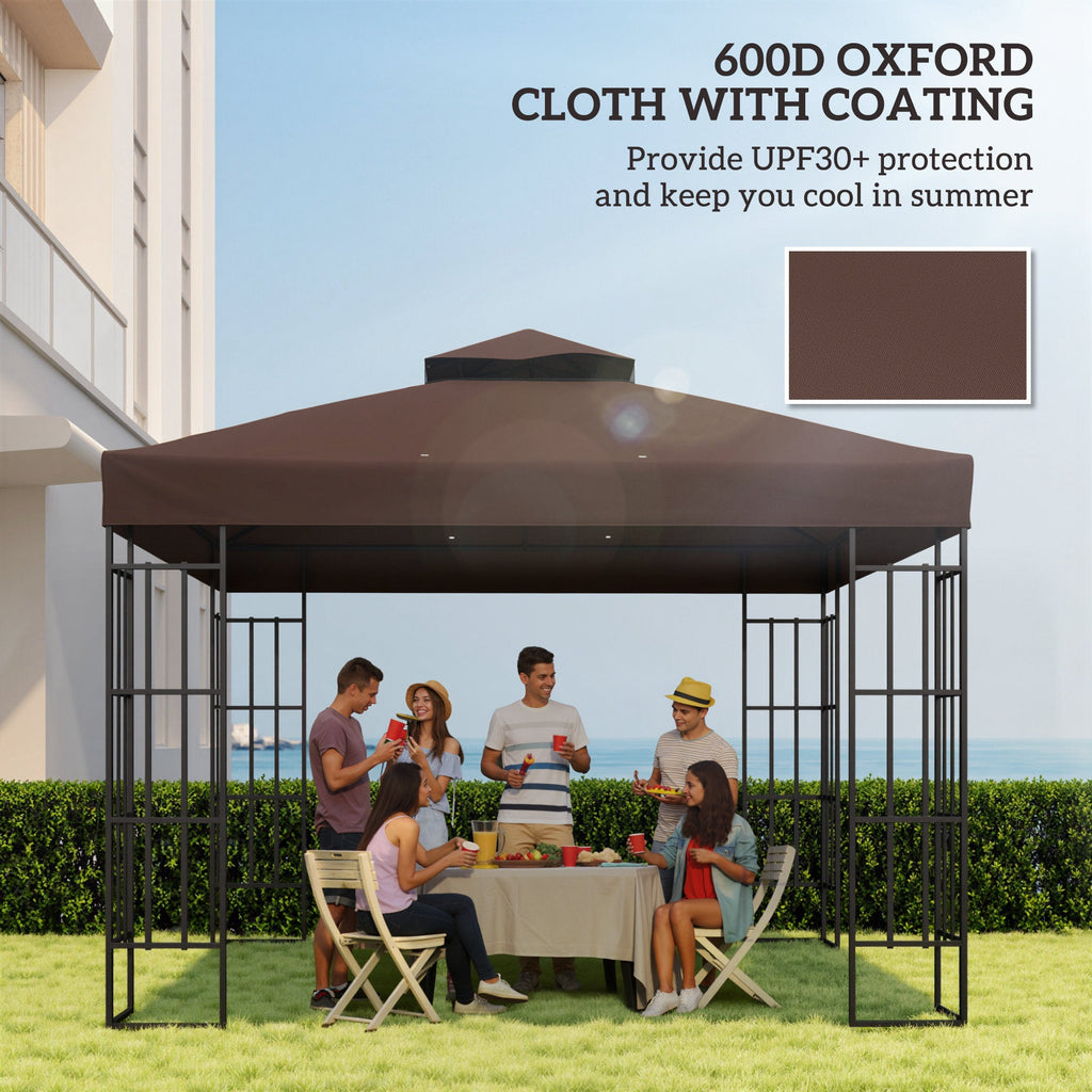 10' x 10' 2-Tier Gazebo Replacement Canopy Top Cover, Coffee