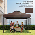 10' x 10' 2-Tier Gazebo Replacement Canopy Top Cover, Coffee