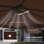 10' x 10' 2-Tier Gazebo Replacement Canopy Top Cover, Coffee