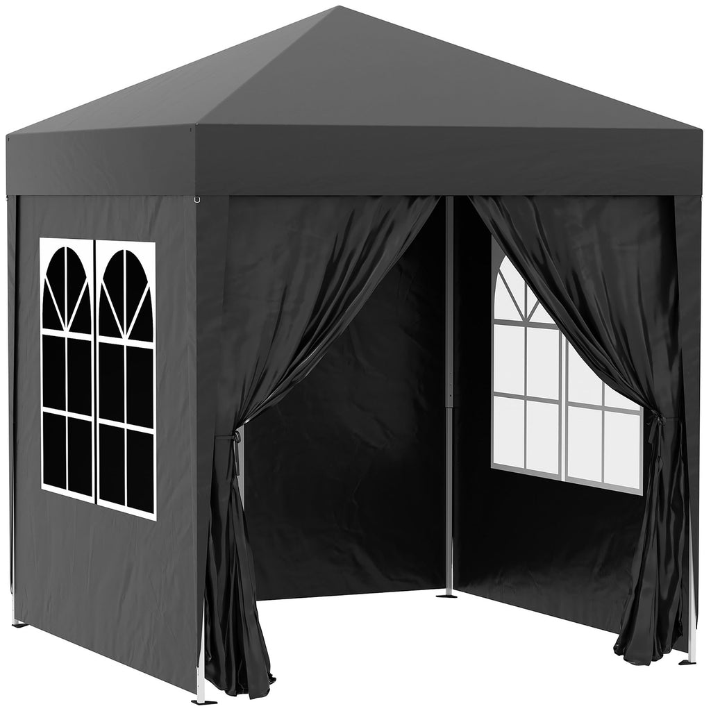 6.6' x 6.6' Pop-Up Canopy Tent with Sidewalls and Carry Bag, Black