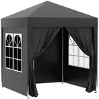 6.6' x 6.6' Pop-Up Canopy Tent with Sidewalls and Carry Bag, Black