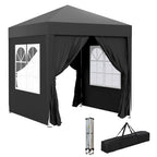 6.6' x 6.6' Pop-Up Canopy Tent with Sidewalls and Carry Bag, Black