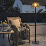 Outdoor Solar Floor Lamp with Light Sensor, Adjustable Height, Black