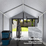 7' x 5' Portable Shed with Roll-up Zipper Door, Light Grey