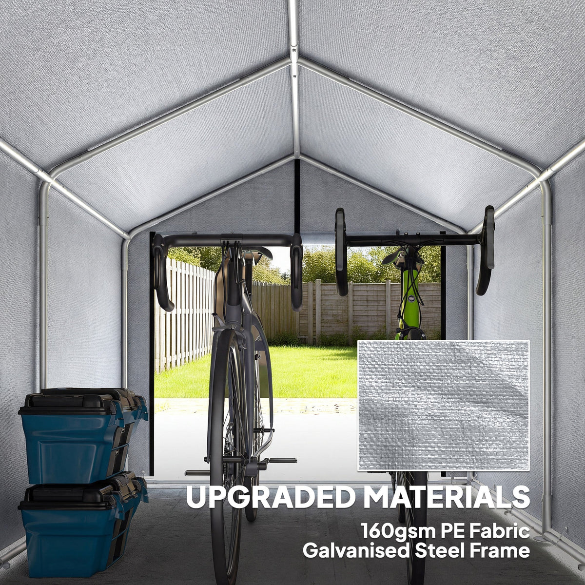 7' x 5' Portable Shed with Roll-up Zipper Door, Light Grey