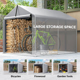 7' x 5' Portable Shed with Roll-up Zipper Door, Light Grey