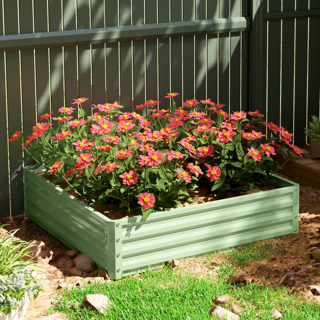 4' x 4' x 1' Galvanized Raised Garden Bed for Vegetables, Light Green