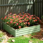 4' x 4' x 1' Galvanized Raised Garden Bed for Vegetables, Light Green