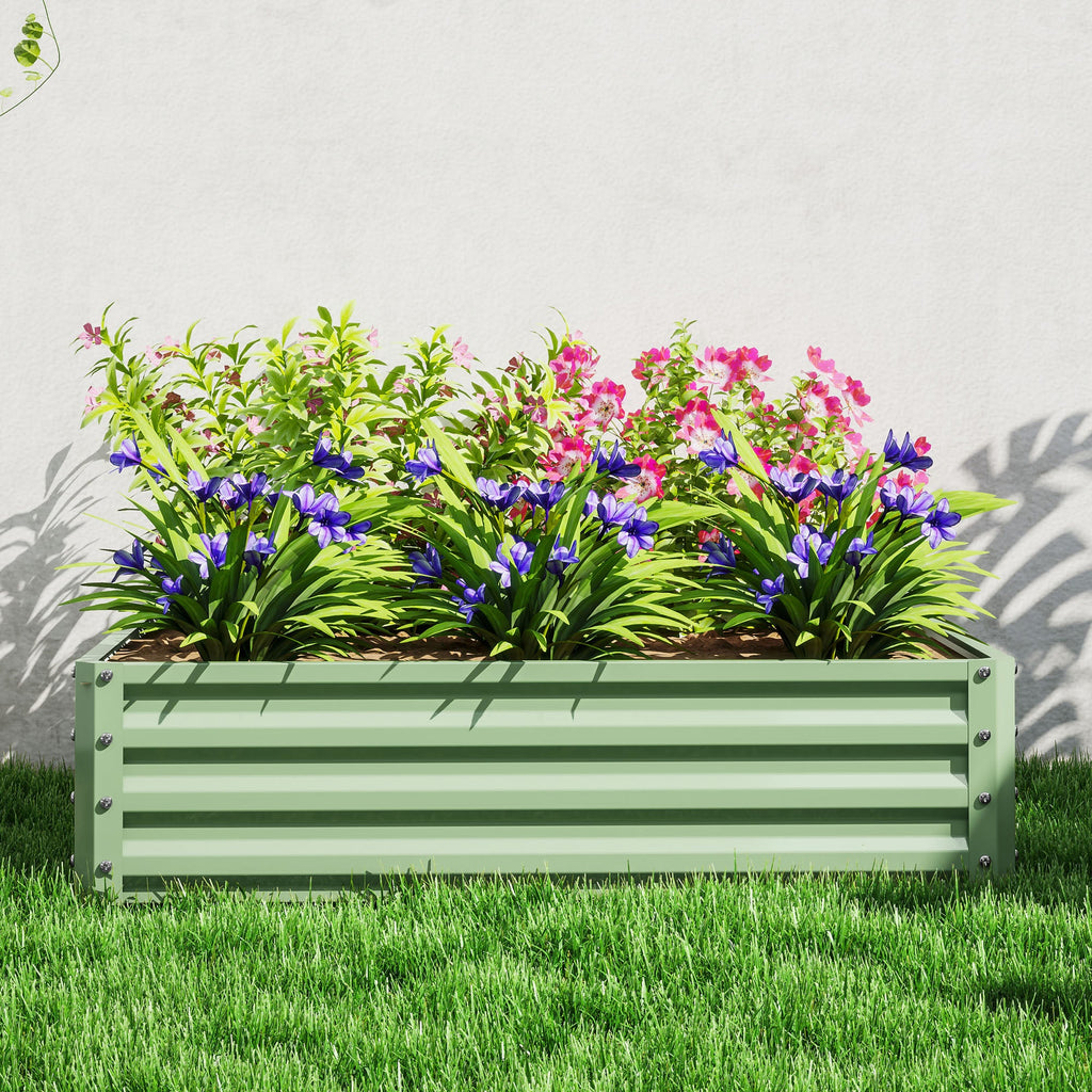 4' x 4' x 1' Galvanized Raised Garden Bed for Vegetables, Light Green
