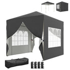 8.2 x 8.2 ft Pop-Up Canopy Tent with 4 Sidewalls & Sandbags, Dark Grey